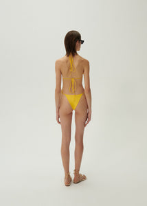 High-waist string tie swim bottom in yellow