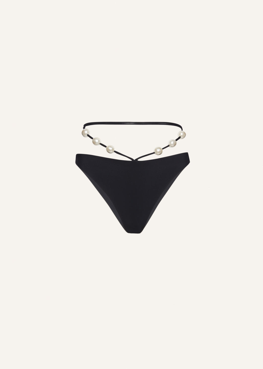 High waist pearl swim bottom in black