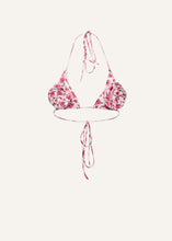 Load image into Gallery viewer, Floral strappy triangle bikini top in pink print
