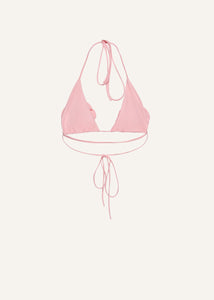 Floral strappy triangle bikini top in pink