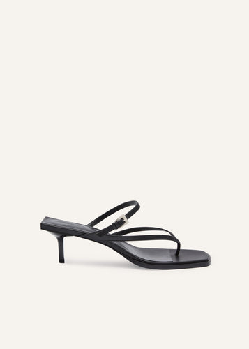 RE24 KITTEN MULES LEATHER BLACK