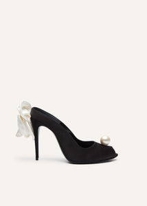 RE24 PEEP TOE MULES SATIN BLACK