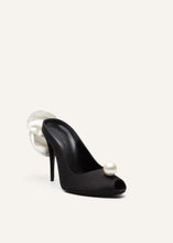 Load image into Gallery viewer, RE24 PEEP TOE MULES SATIN BLACK
