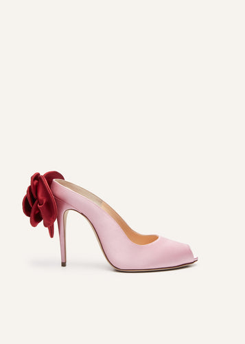 RE24 PEEP TOE MULES SATIN PINK