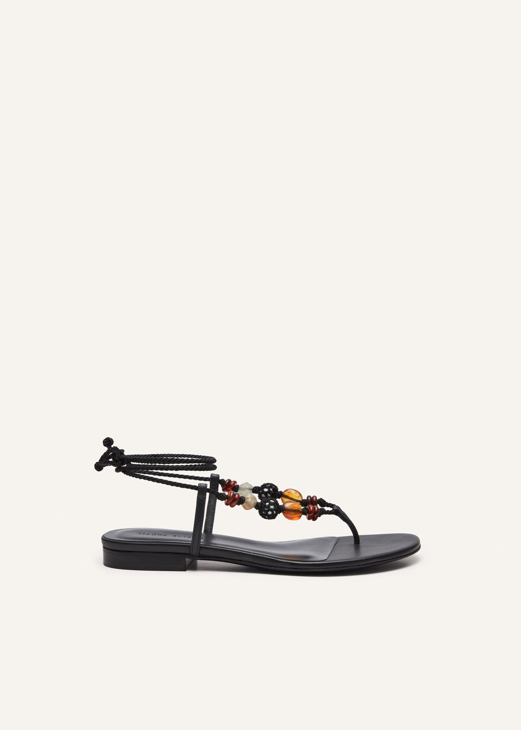 RE24 WRAP AROUND FLAT BEADS SANDALS BLACK