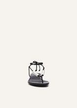 Load image into Gallery viewer, RE24 WRAP AROUND FLAT PEARLS SANDALS BLACK
