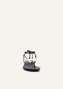 RE24 WRAP AROUND FLAT PEARLS SANDALS BLACK