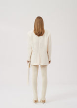 Load image into Gallery viewer, Tailored oversized handwoven blazer in cream
