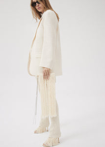 Tailored oversized handwoven blazer in cream