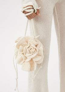 SS23 MAGDA BAG CREAM SATIN CROCHET