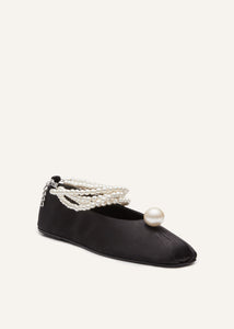 Mother of pearl ballet flats in black satin