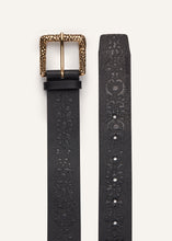 Load image into Gallery viewer, Embossed leather belt in black
