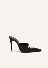 Load image into Gallery viewer, SS24 HIGH MULES SATIN PEARLS BLACK
