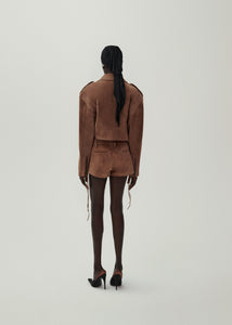 SS24 LEATHER 02 SHORTS BROWN