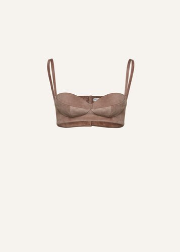 SS24 LEATHER 05 TOP BRA BROWN