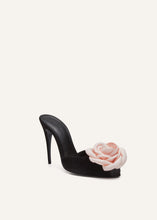 Load image into Gallery viewer, SS24 PEEP TOE MULES SUEDE BLACK PINK
