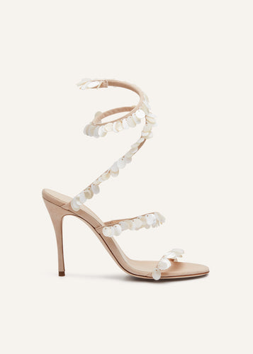 SS24 SPIRAL SANDALS SUEDE PEARLS BEIGE