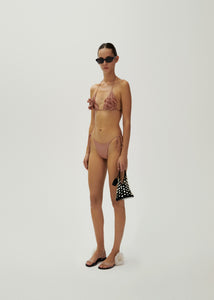 String tie swim bottom in metallic blush