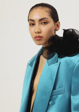 Load and play video in Gallery viewer, Oversized double-breasted blazer in aquamarine
