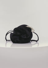Load and play video in Gallery viewer, Pearl Magda bag in black satin
