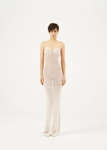 Crochet bustier dress in cream