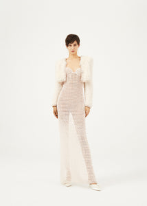 Crochet bustier dress in cream