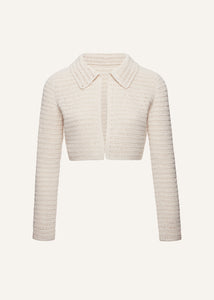 Crochet cropped bolero jacket in cream