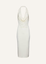 Load image into Gallery viewer, Cowl neck halter midi dress in cream
