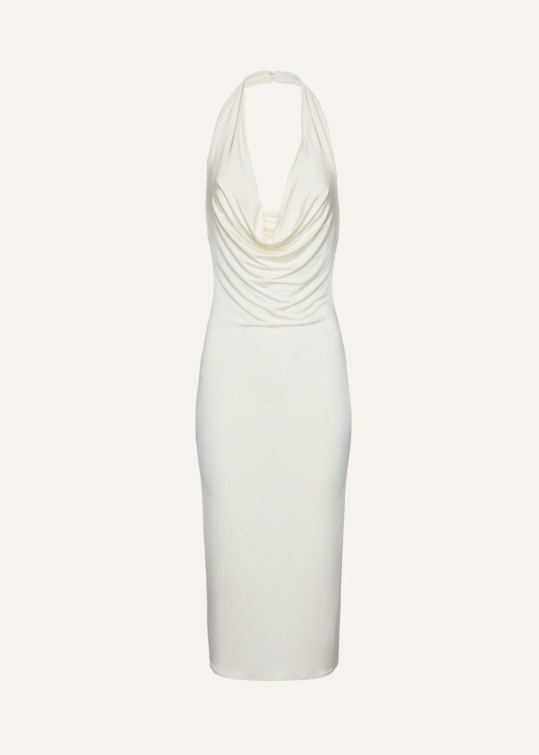 Cowl neck halter midi dress in cream