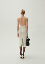 Load image into Gallery viewer, Cowl neck halter midi dress in cream
