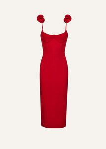 Bustier midi dress in red