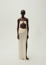 Load image into Gallery viewer, Asymmetrical pearl maxi skirt in cream
