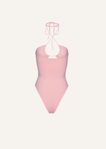 Criss cross halter swimsuit in pink