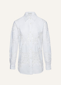 Classic cotton button up shirt in white lace