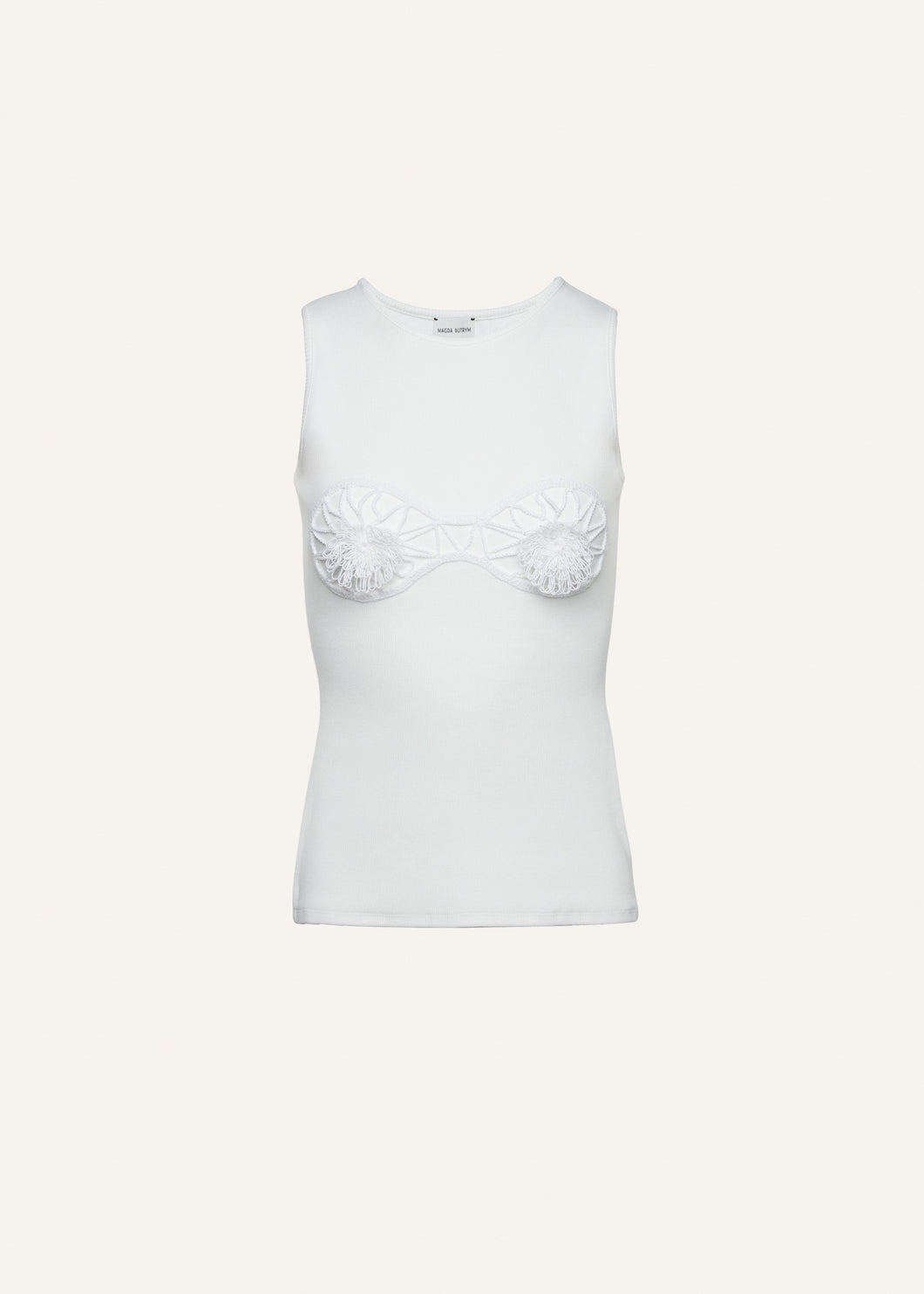 Crochet bra tank top in white